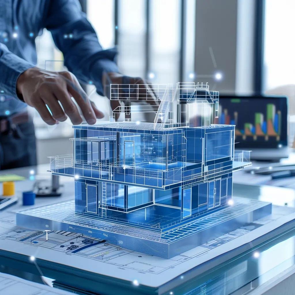Construction professional using BIM technology to manage project details and enhance collaboration