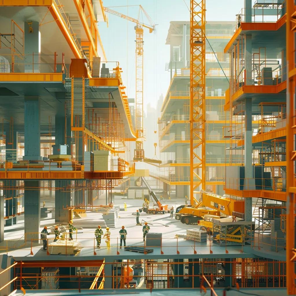 Modern commercial construction site highlighting health and safety protocols