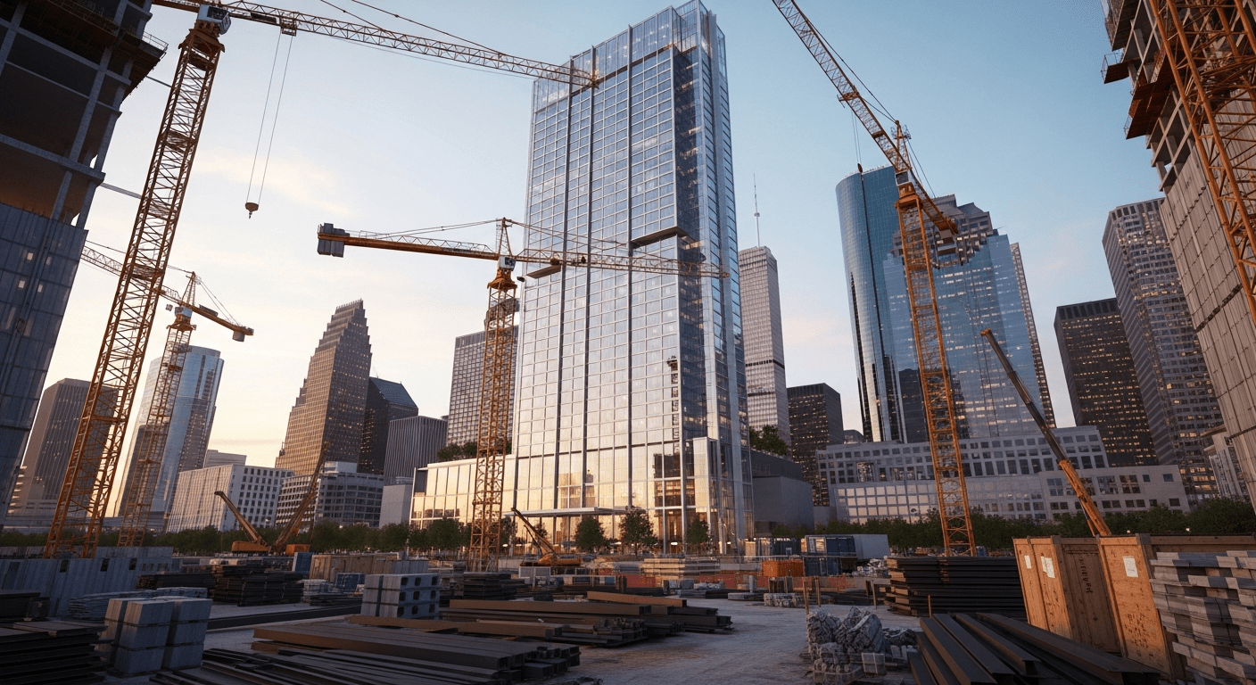 Houston hotel construction skyline view