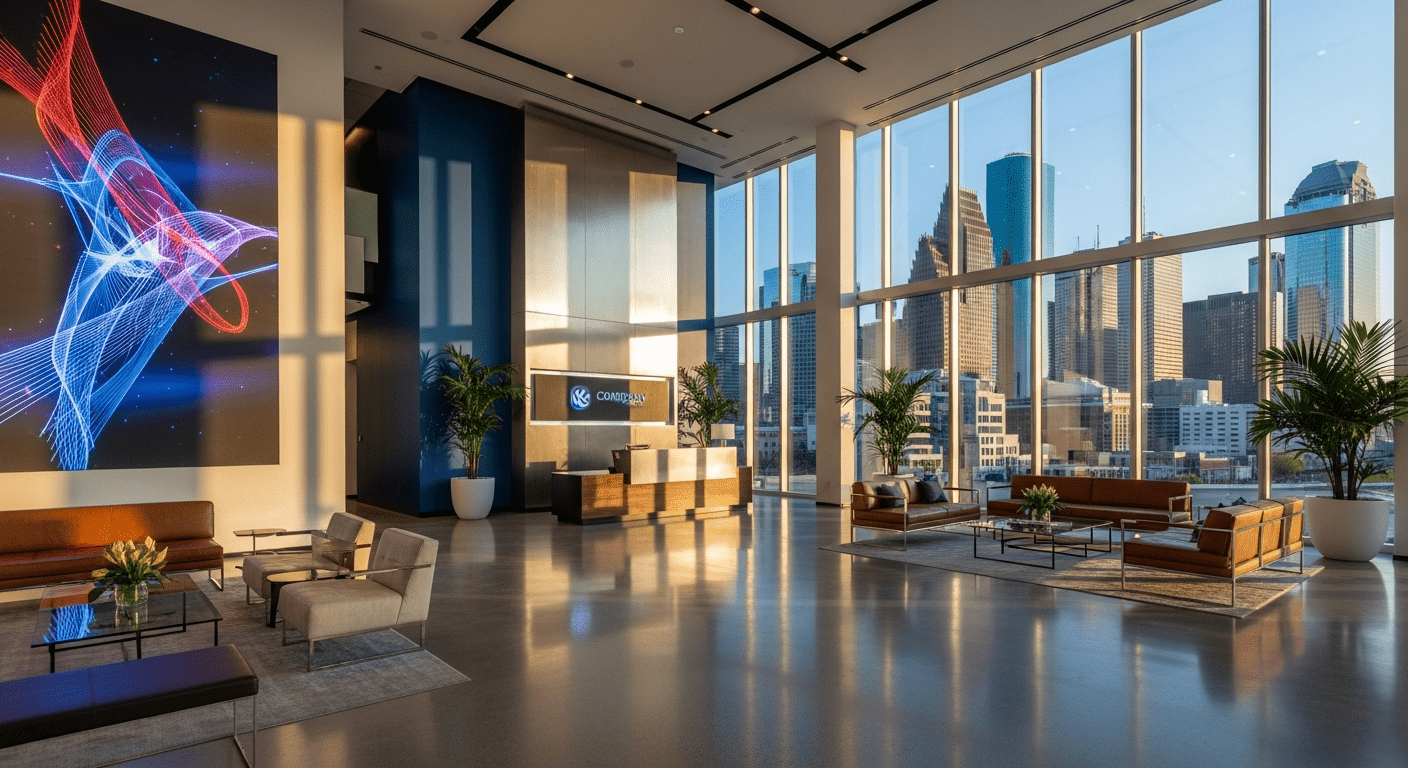 Modern Houston office lobby view