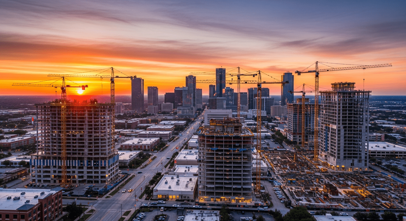 Katy TX commercial skyline sunset