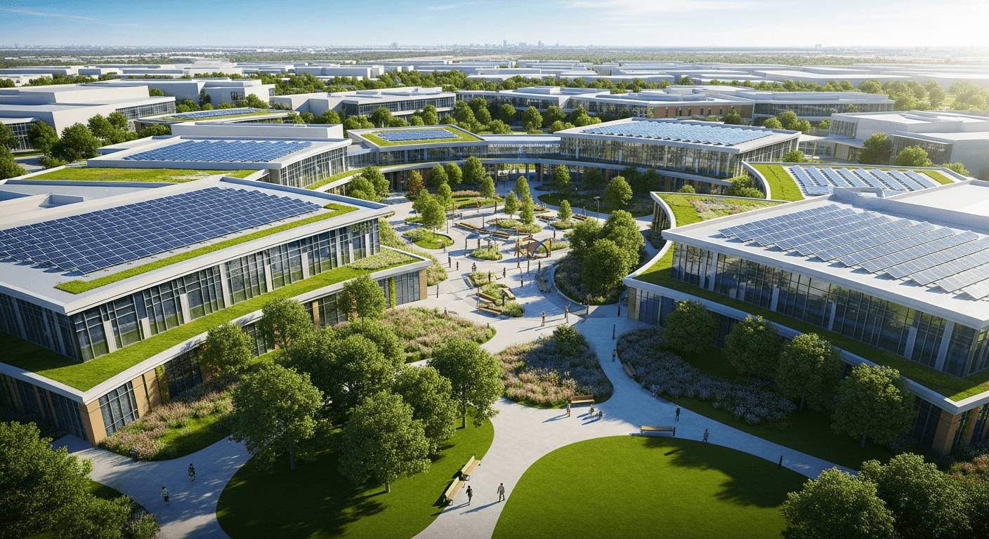 Modern Houston school campus exterior