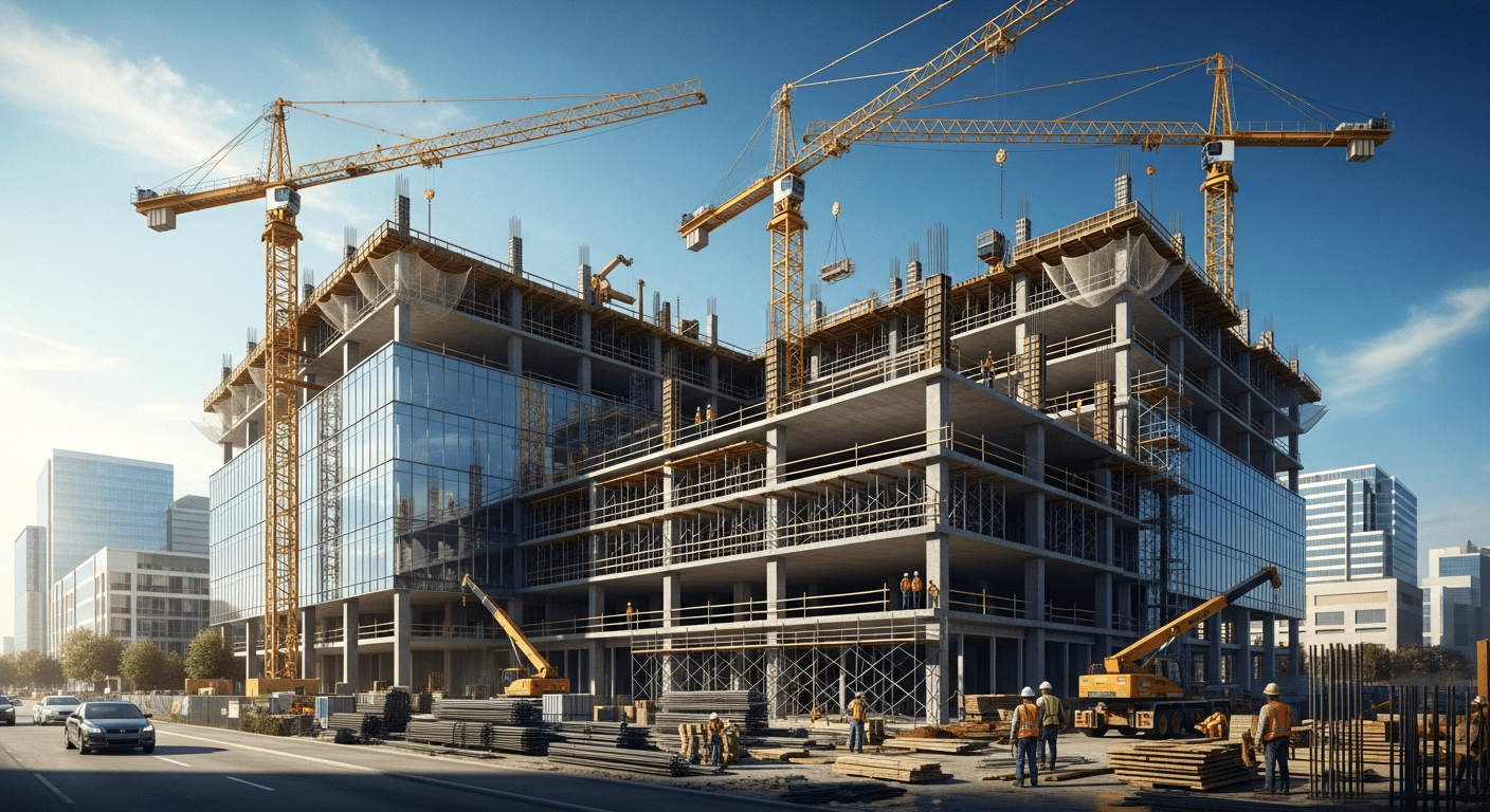 Modern commercial construction site Missouri City TX