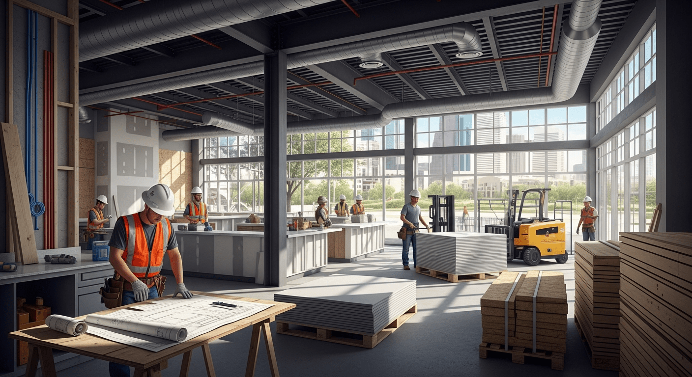 Modern Houston restaurant under construction